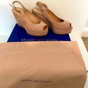Stuart Weitzman Nude Suede Wedge- 6.5